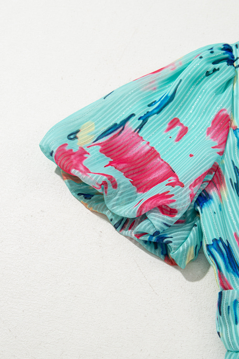 Abstract Print Short Puff Sleeve Tiered Maxi Dress eAura