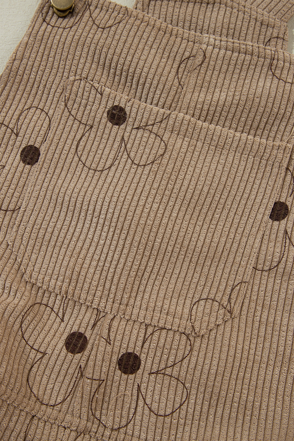 Khaki Flower Print Corduroy Overalls eAura