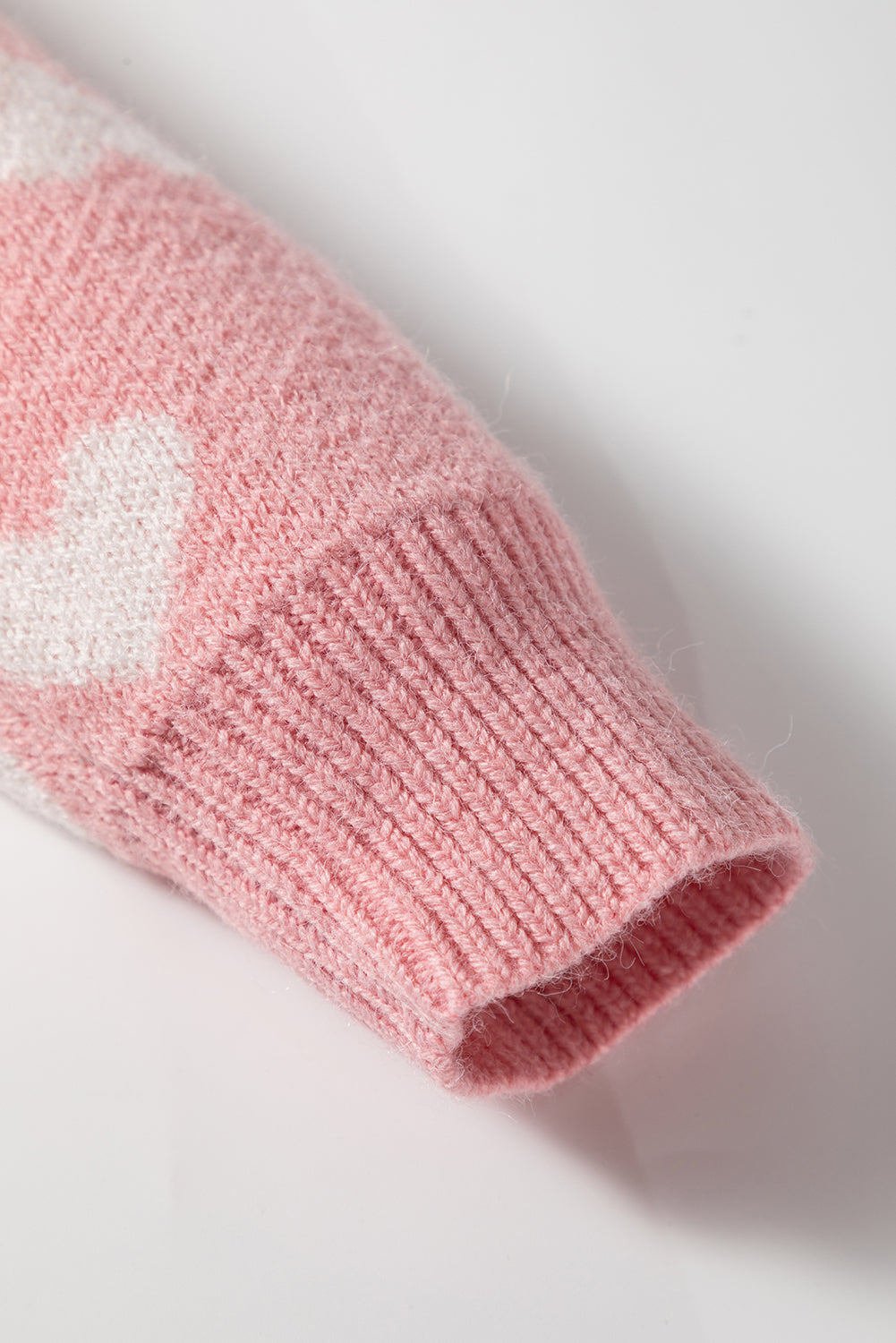 Light Pink Heart Pattern Button Front Cardigan Sweater eAura