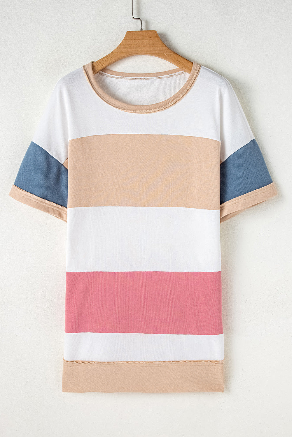 Multicolour Colourblock Patchwork Side Split Tunic T Shirt eAura