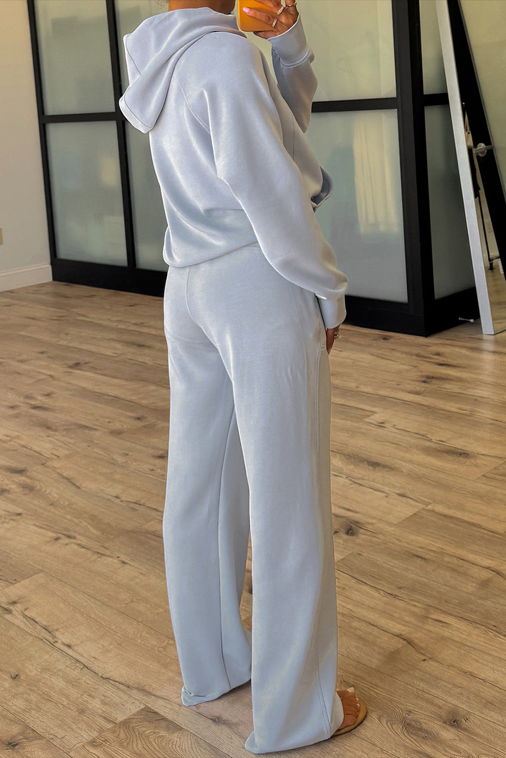Beau Blue Half Zip Thumbhole Sleeve Hoodie Active Pants 2pcs Outfit Dear-Lover Dropshipping