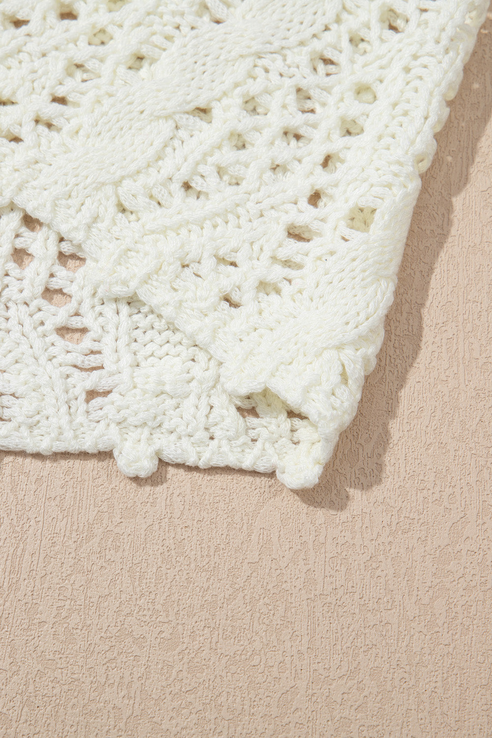 White Fashion Open Knit Hooded Beach Cover Up BB Fashion Outlet