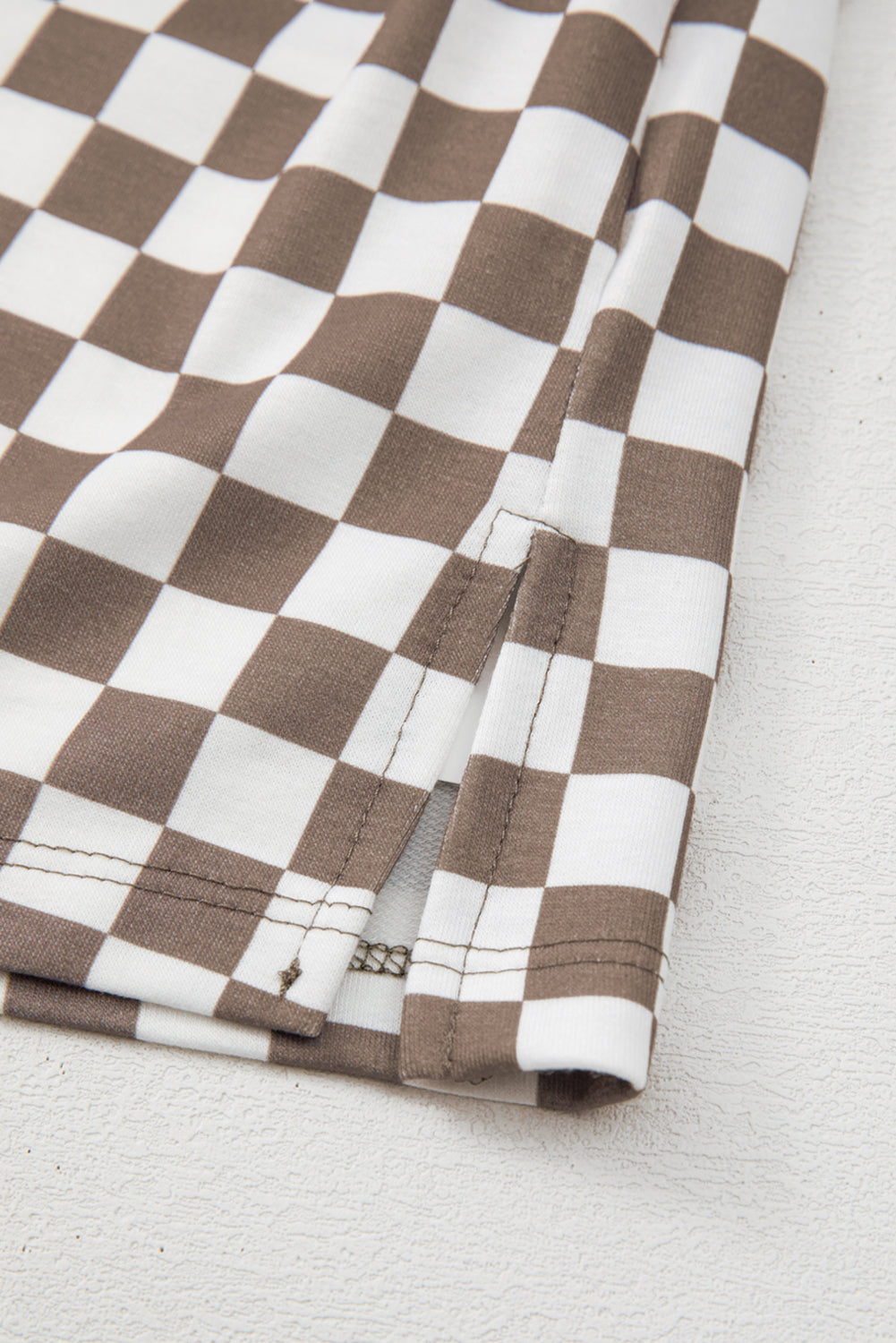 Brown Checkered Top and Short Casual 2pcs Set Co-ord eAura