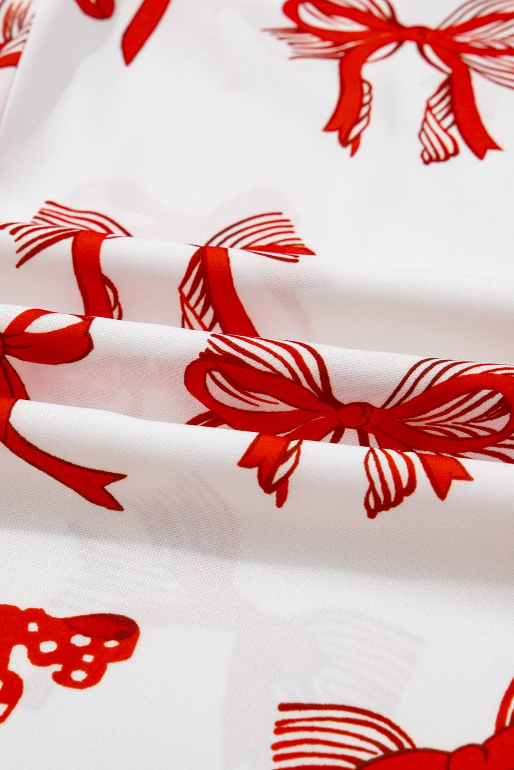 Red Christmas Bow Print Pyjama Set - eAura