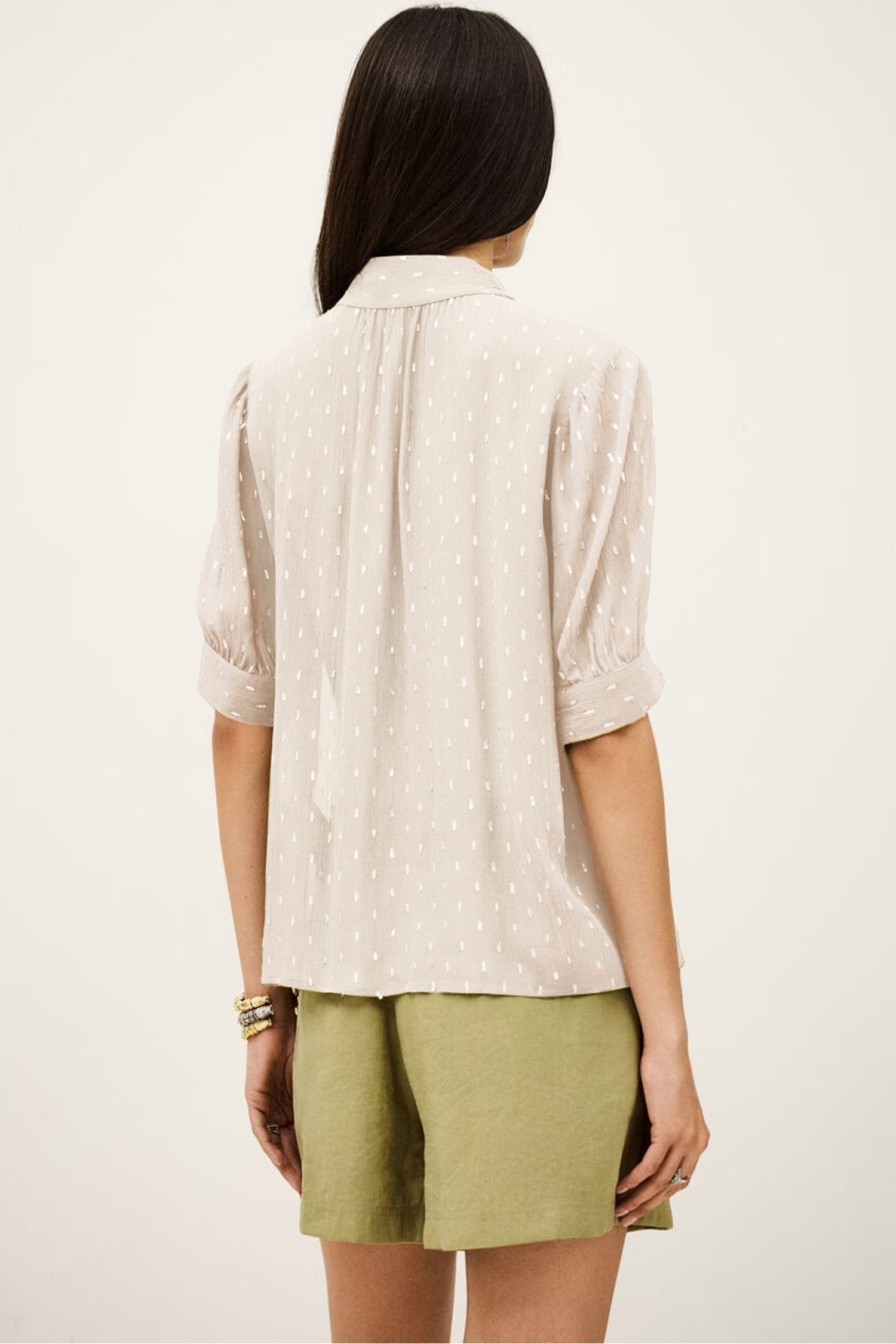 Metallic Jacquard Short Sleeve Shirt - eAura