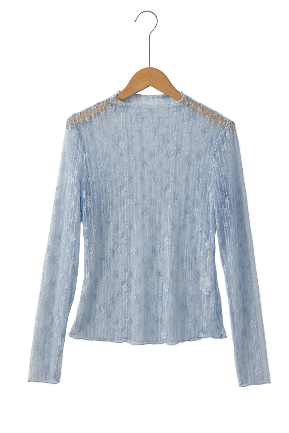 Sheer Floral Lace Long Sleeve Slim Fit Top eAura