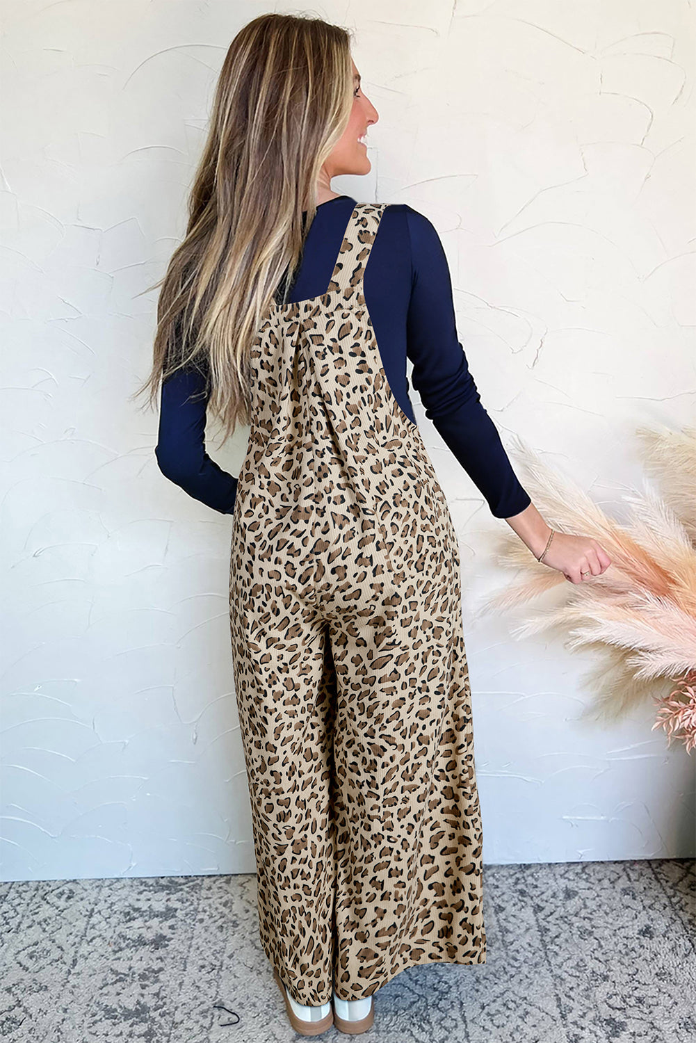 Brown Leopard Bib Wide Leg Jumpsuit Dear-Lover Dropshipping