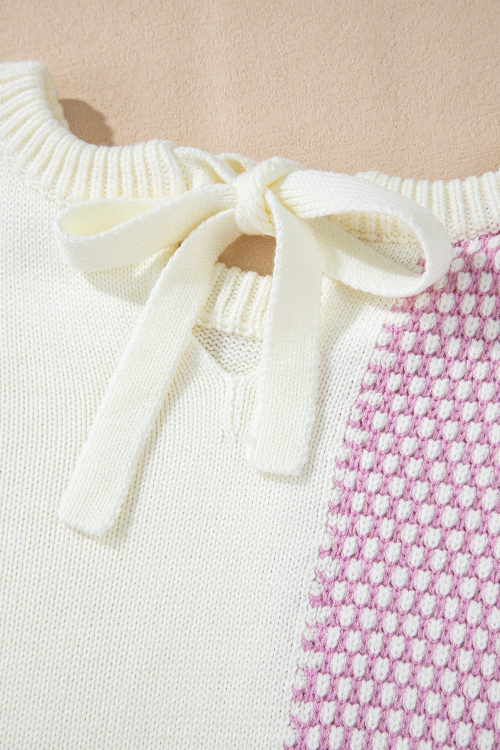 Bonbon Neutral Colourblock Tie Back Sweater eAura