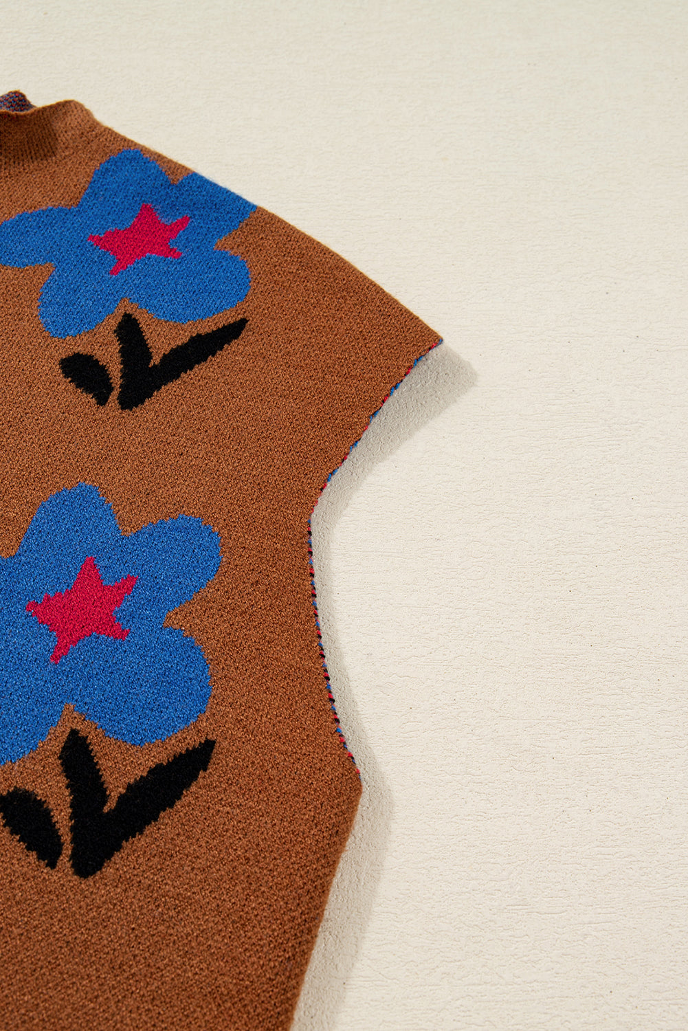 Floral High Neck Sweater Vest - Sweaters & Cardigans/Sweater Vests