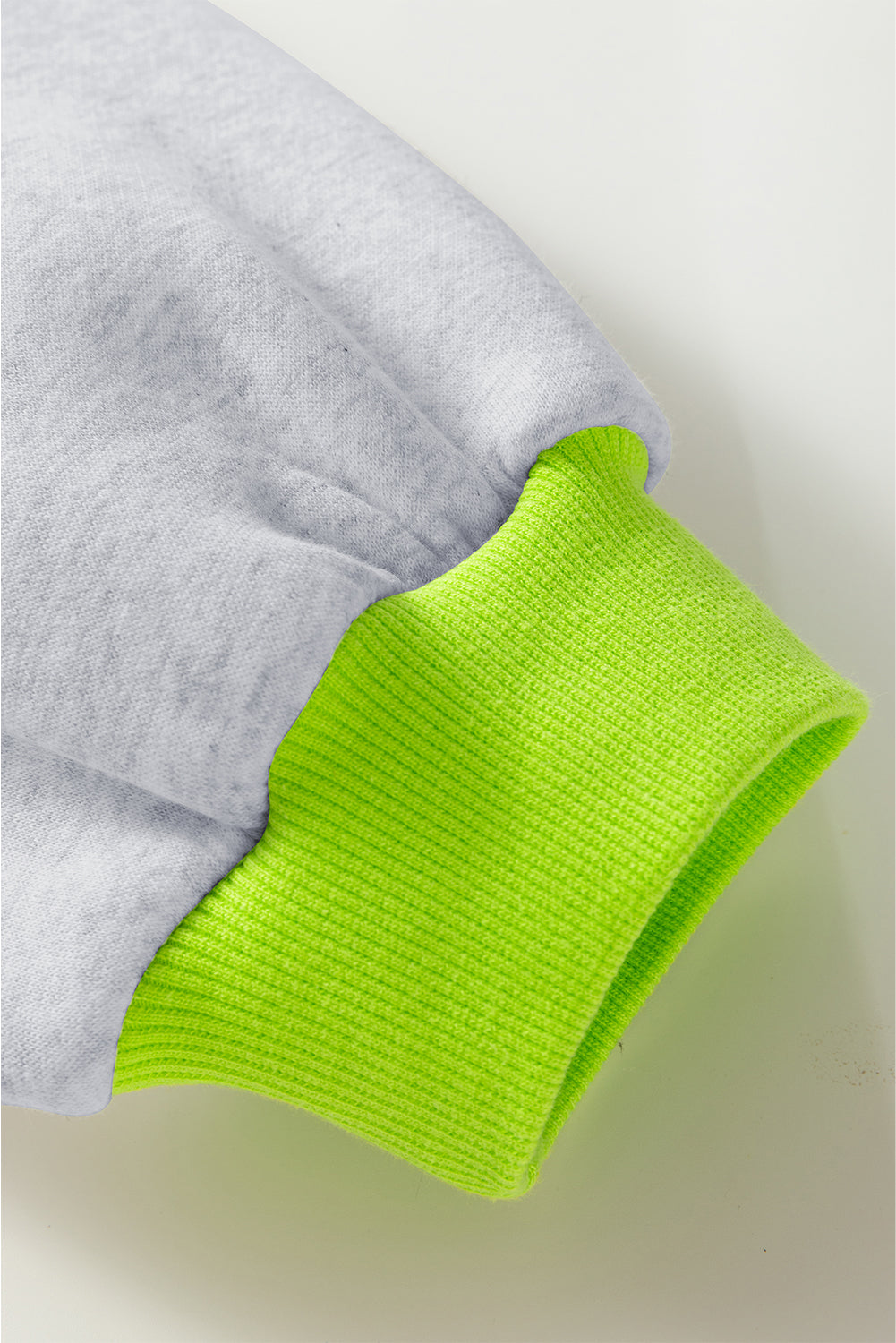 Grey Contrast Colour Banding Patchwork Puff Sleeve Loose Sweatshirt - eAura