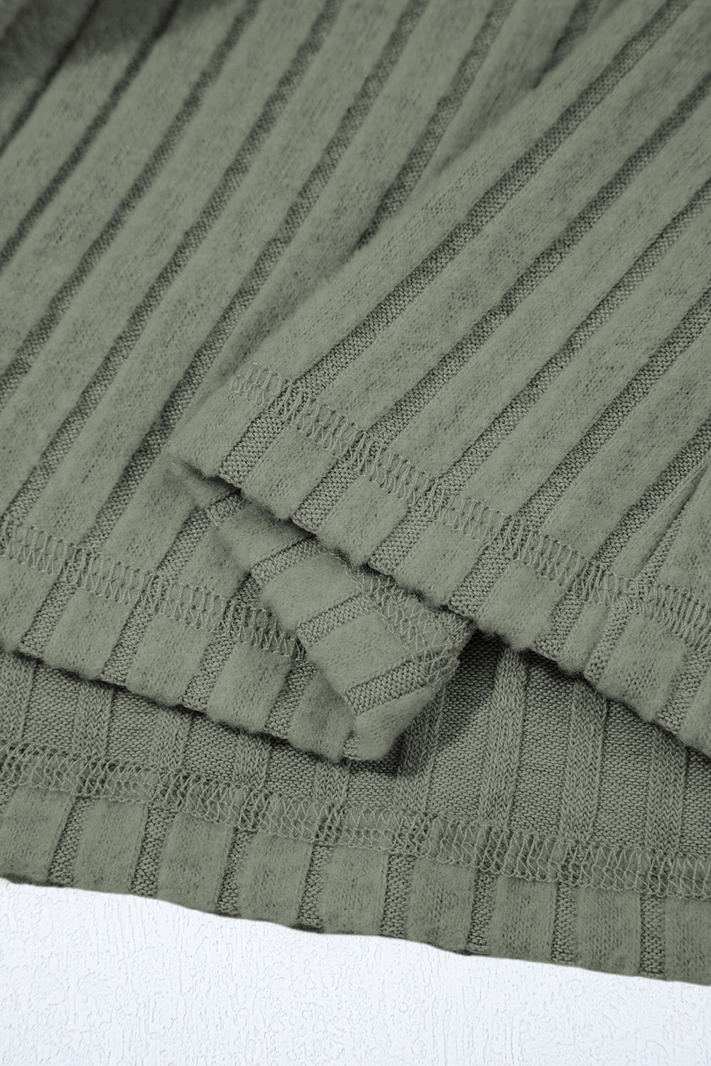 Green Thermal Ribbed Texture Drop Shoulder Button Up Shacket - eAura