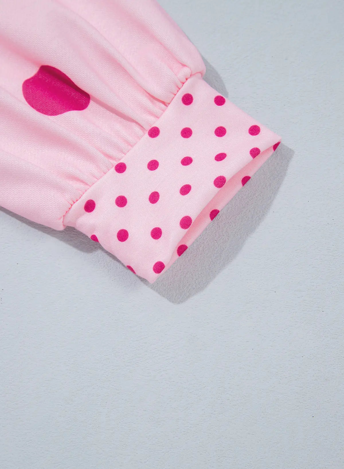 Polka Dot Print Contrast Detail Oversized Tunic Sweatshirt – Pink