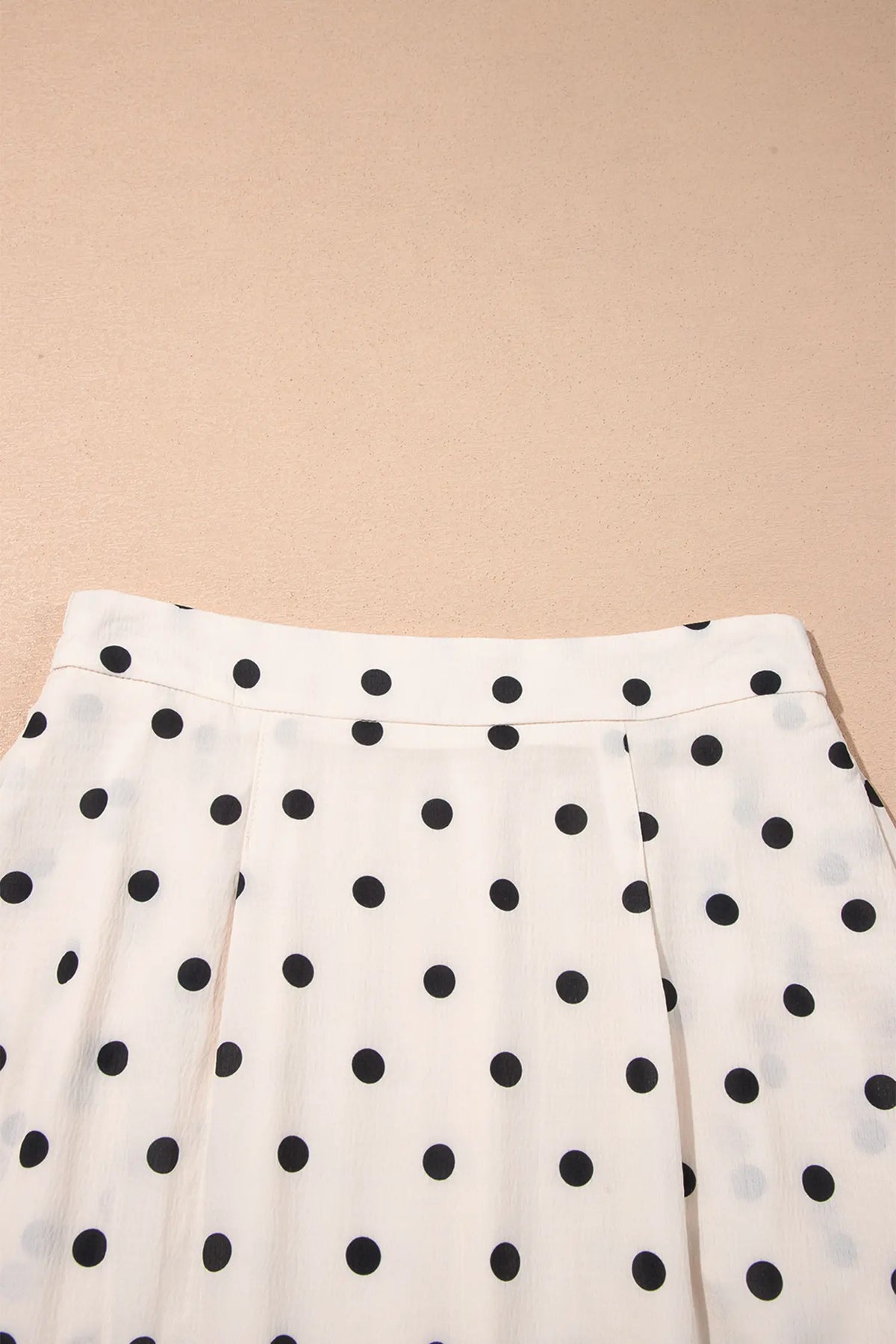 White Polka Dot Ruffled Slit Maxi Skirt