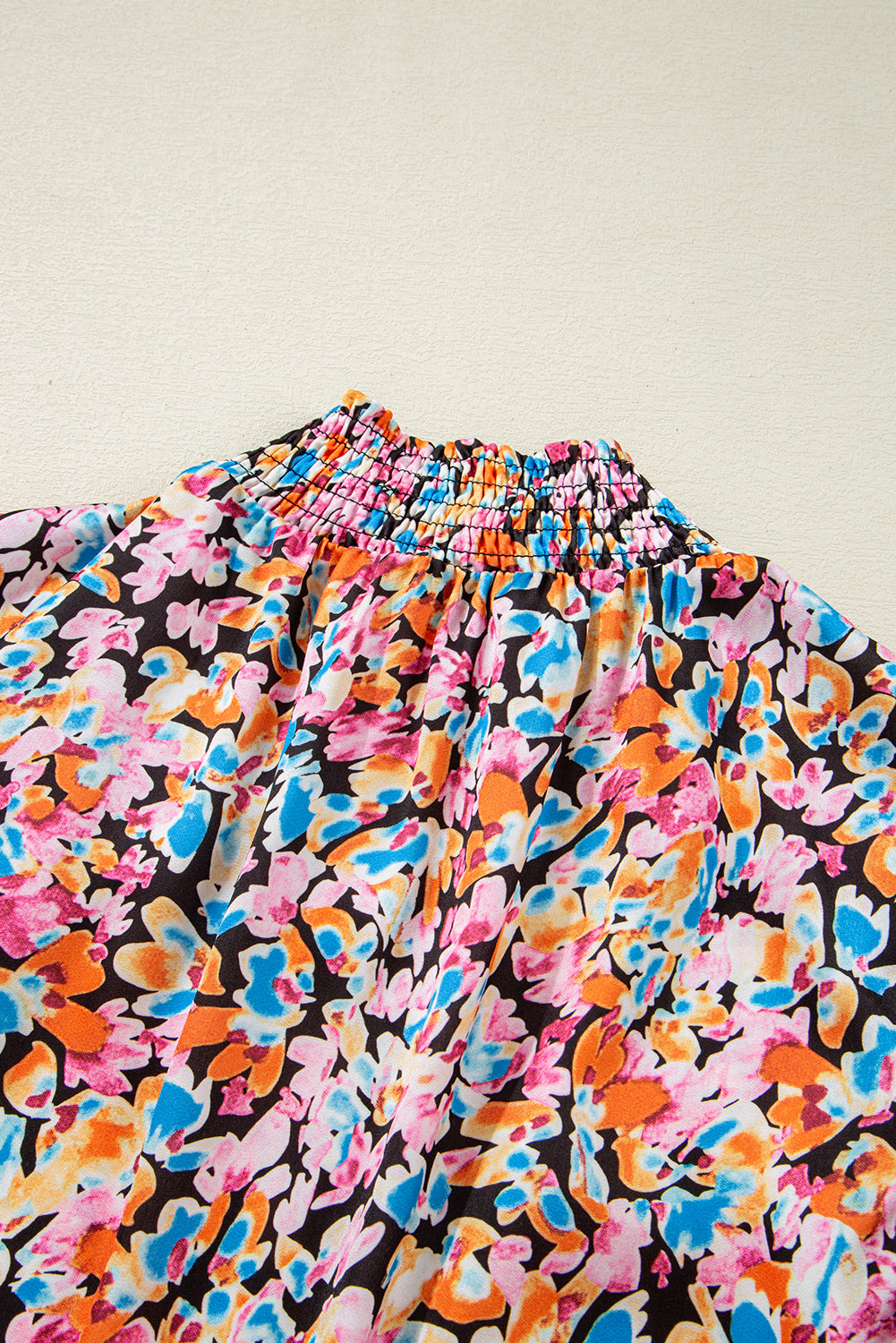 Floral Print Flutter Sleeve Blouse Top eAura