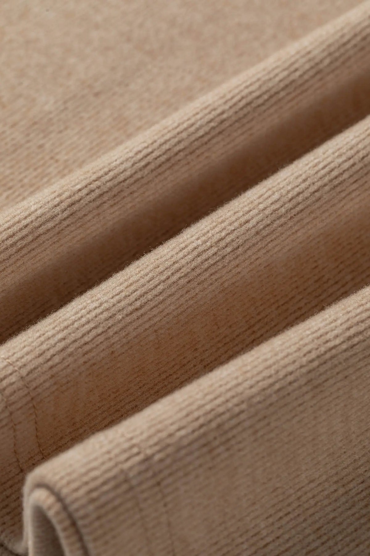 Solid Colour Short Sleeve Ribbed Top Casual Pants 2pcs Set – Light French Beige