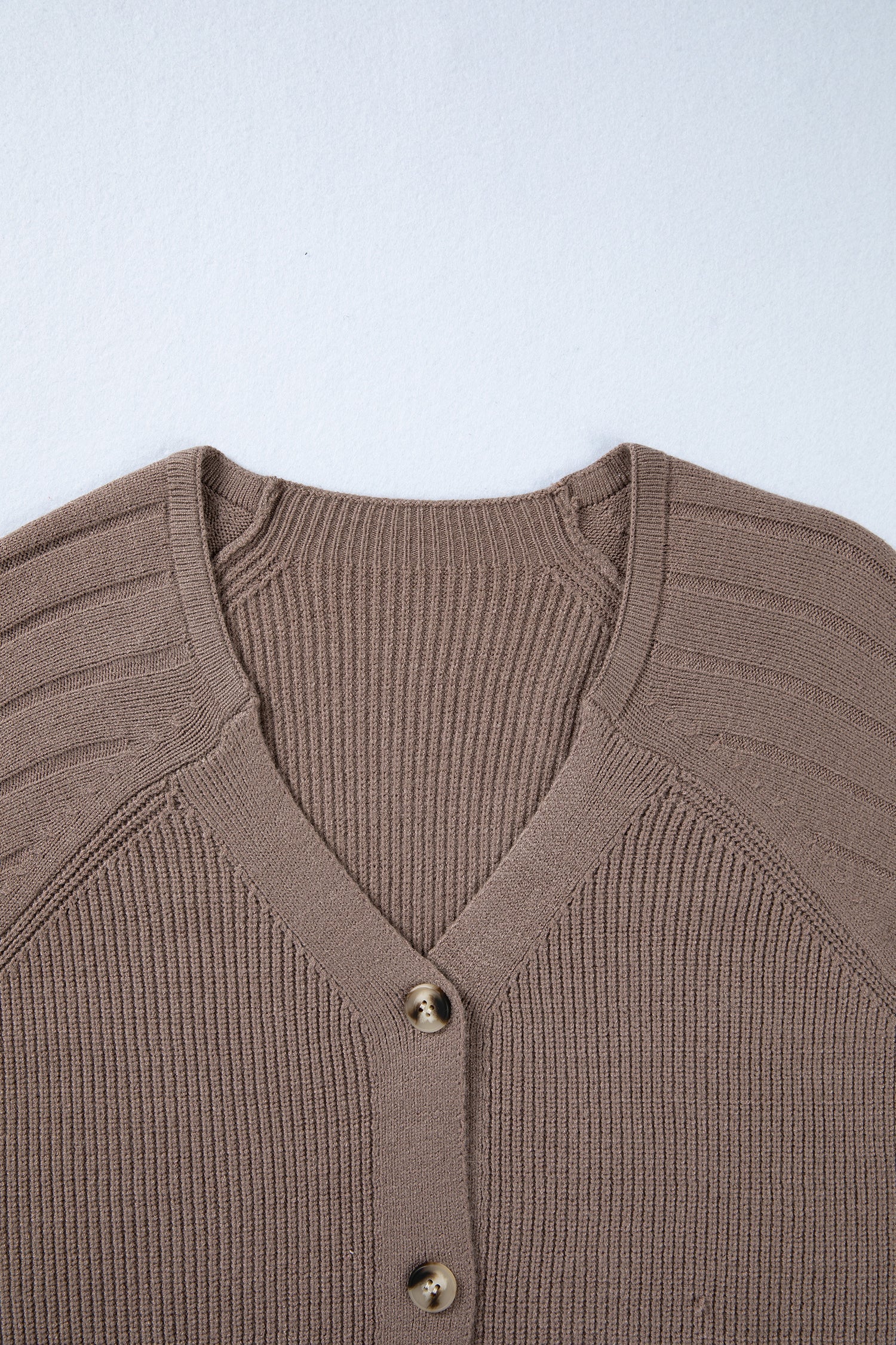 Mixed Texture Cardigan With Buttons - V-Neck - Sweaters & Cardigans/Cardigans