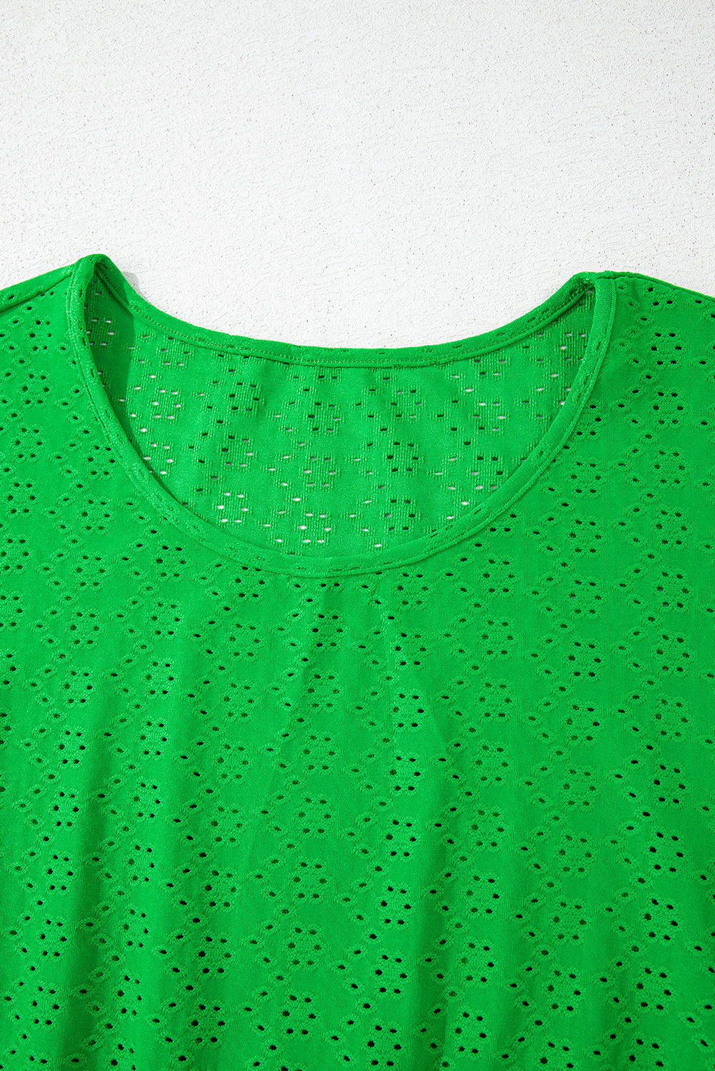 Green Textured Frilled Short Sleeve Plus Size Babydoll Blouse BB Fashion Outlet