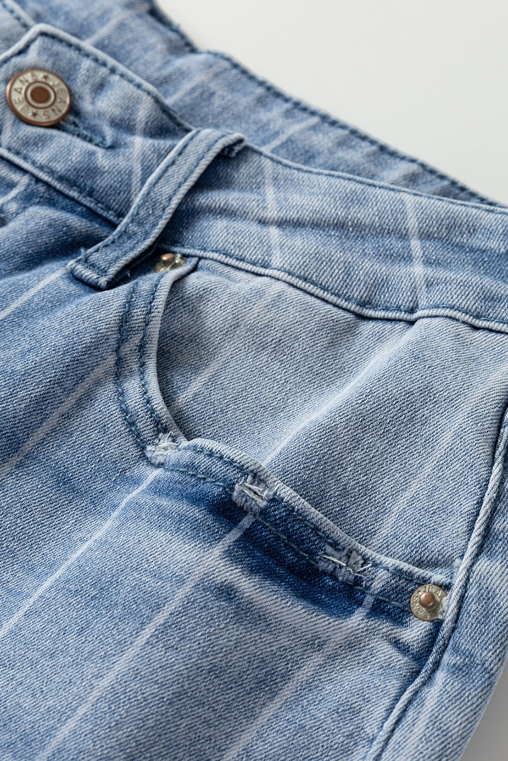 Multi Buttons Pinstripe Wide Leg Jeans - eAura