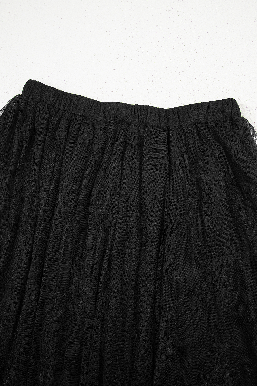 Black Lace Cascading Tiered High Waist Maxi Skirt - eAura