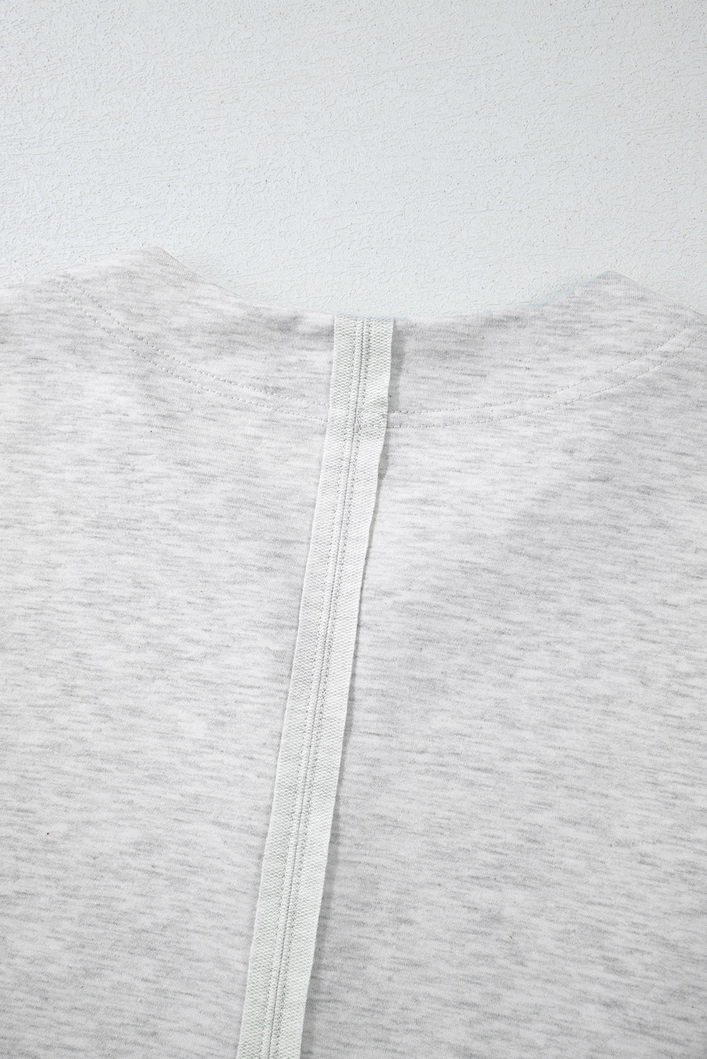 Light Grey Two Tone Contrast Waffle Knit Patched Buttoned V Neck Top eAura