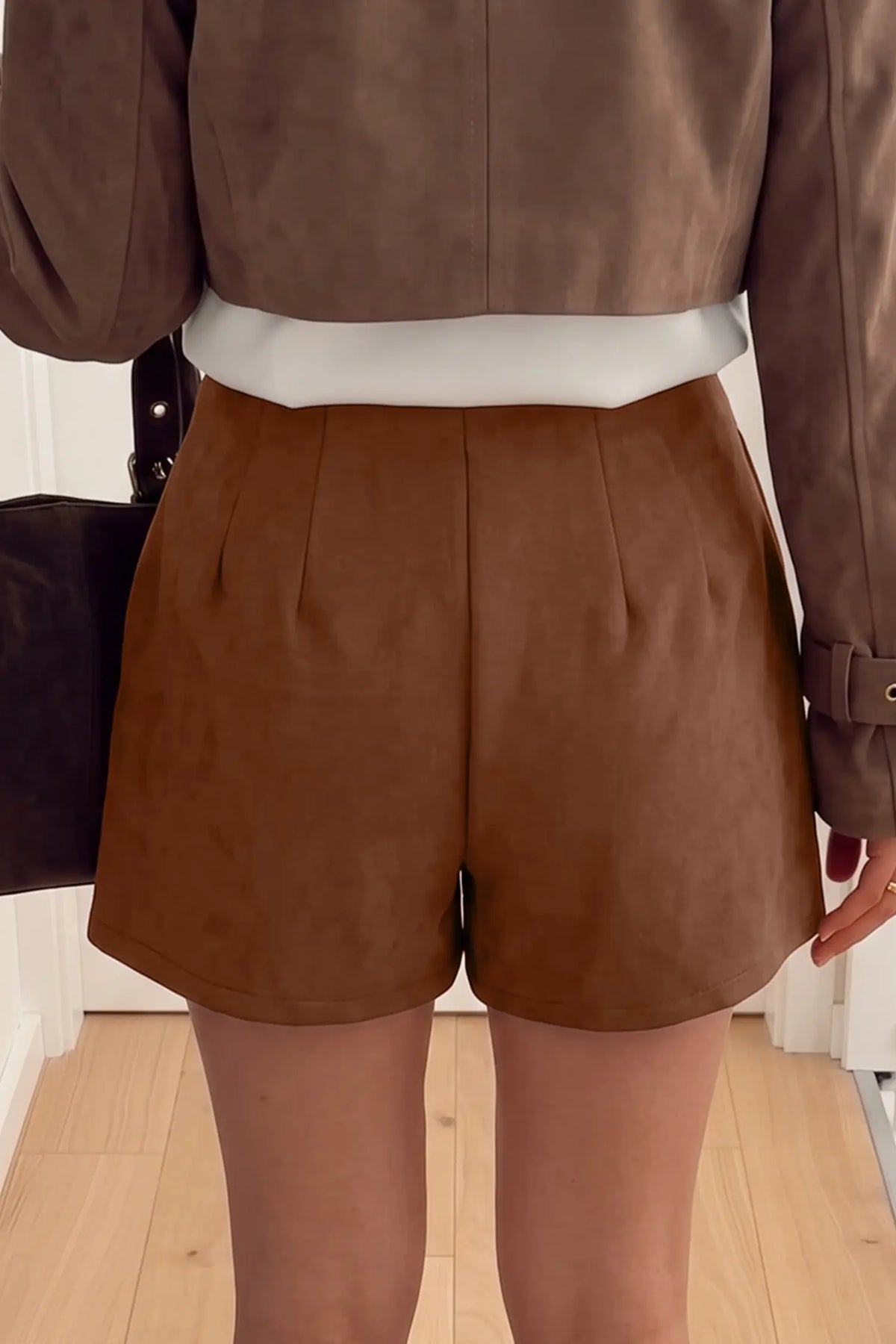 Mini skirt asymmetric wrap with button detail