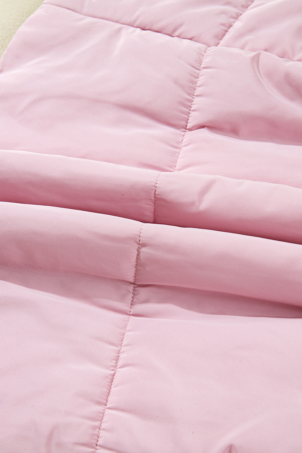 Pink Stand Neck Flutter Cap Sleeve Snap Button Puffer Vest - eAura