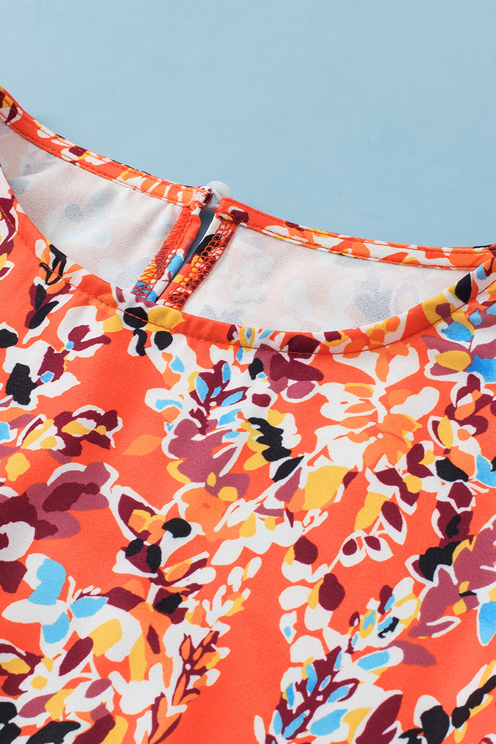 Orange Floral Printed Ruffle Sleeve Curvy Babydoll Blouse BB Fashion Outlet