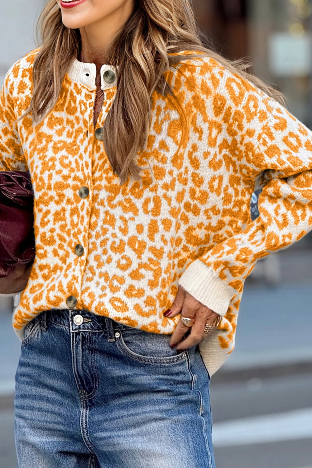 Black Leopard Drop Shoulder Chunky Knitted Cardigan Sweater Dear-Lover Dropshipping