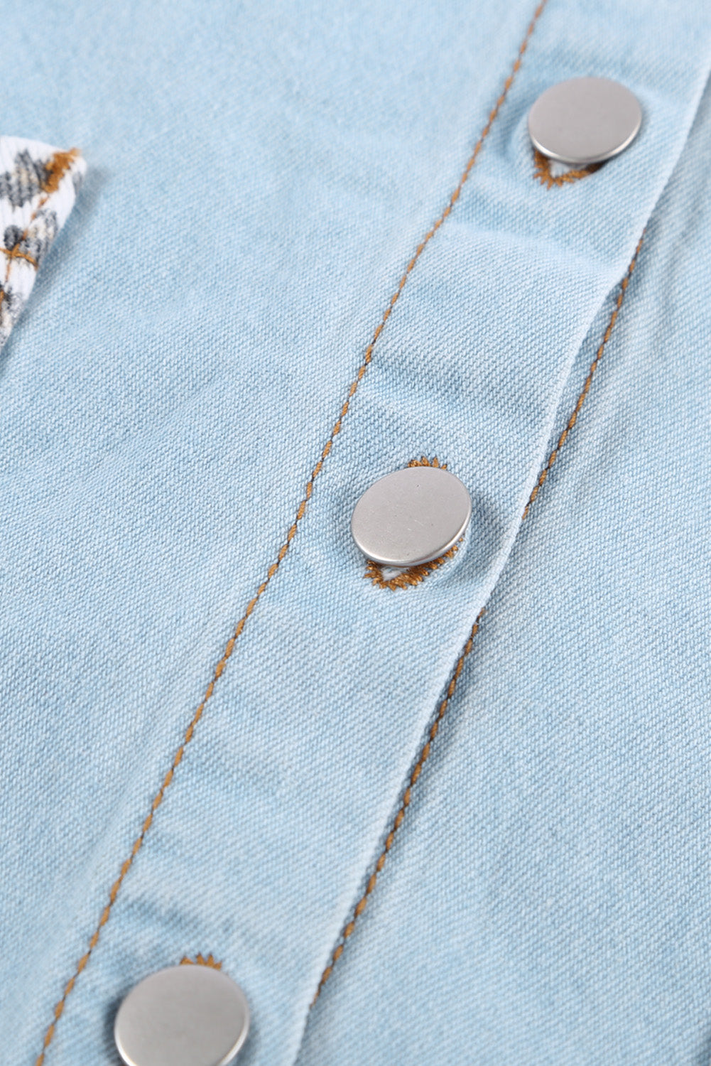 White Contrast Leopard Denim Jacket eAura