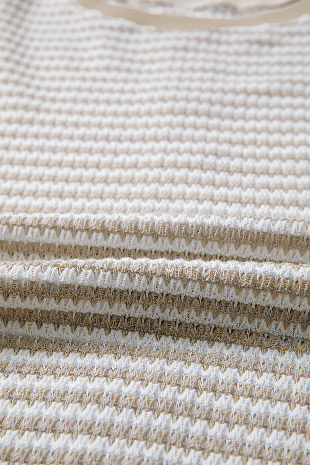 Stripe Ribbed Trim Drop Shoulder Long Sleeve Oversize Top - eAura