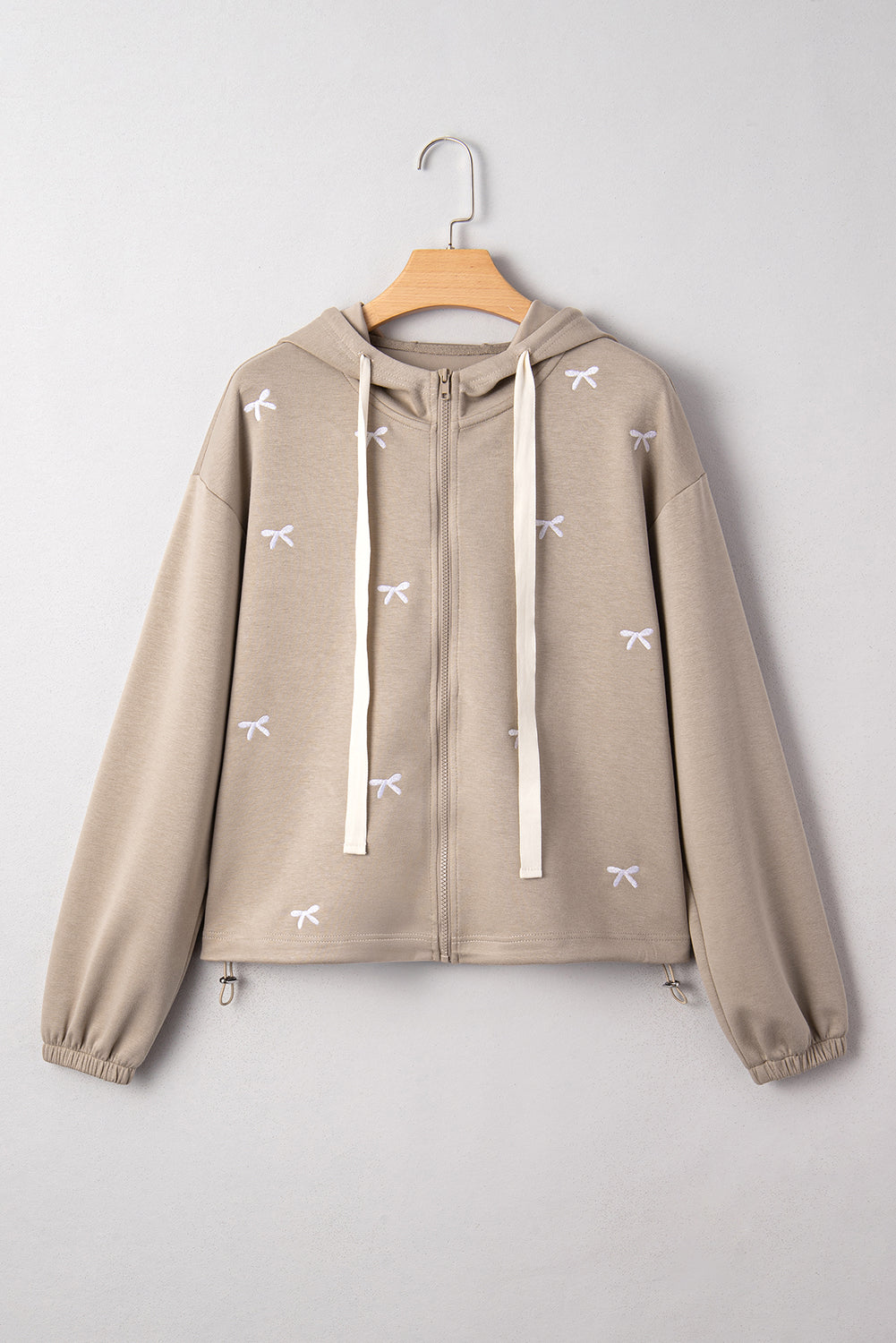 Goat Contrast Bow Embroidered Zip Up Jacket Hoodie Dear-Lover Dropshipping