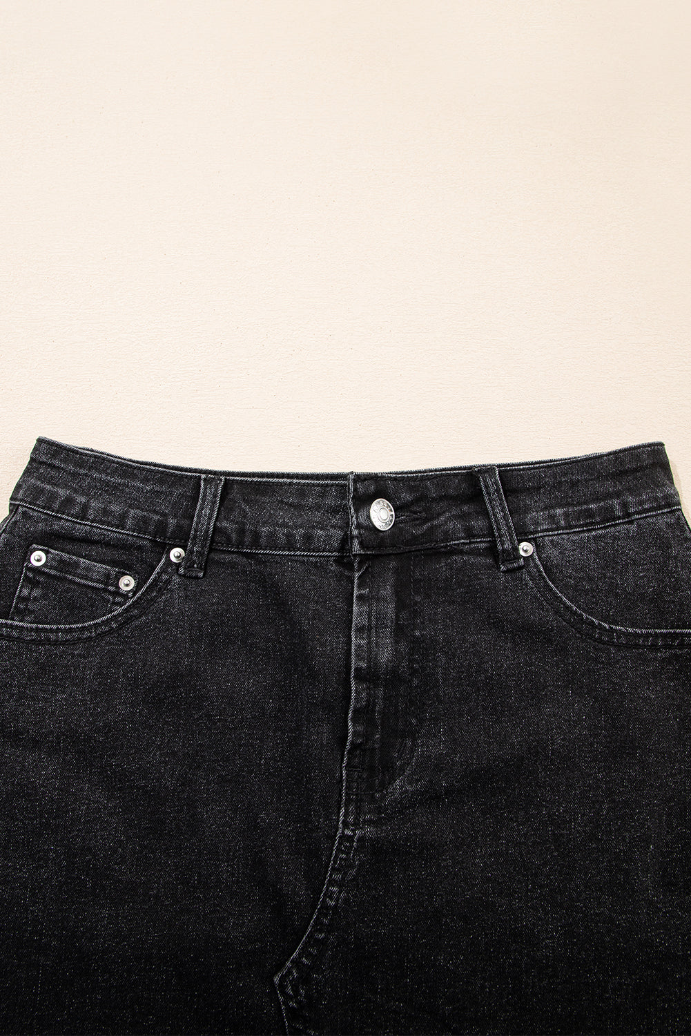 Carbon Grey Mineral Wash Ripped Raw Hem Denim Mini Skirt BB Fashion Outlet