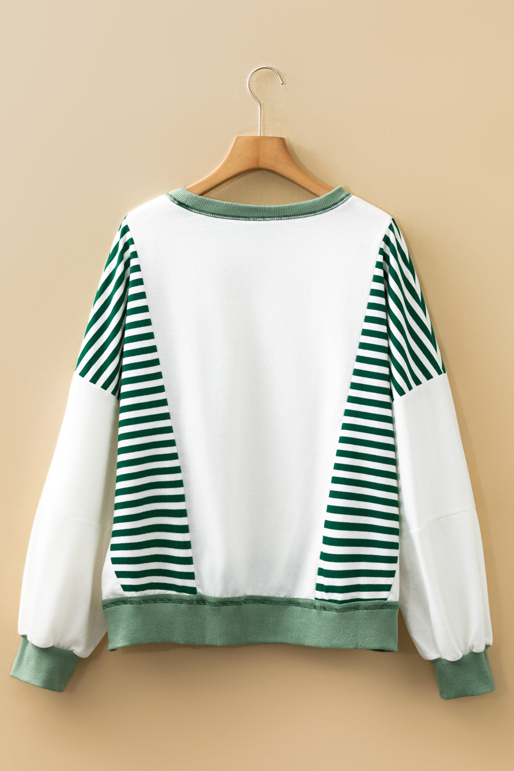 Striped Contrast Stitching Oversized Sweatshirt - eAura
