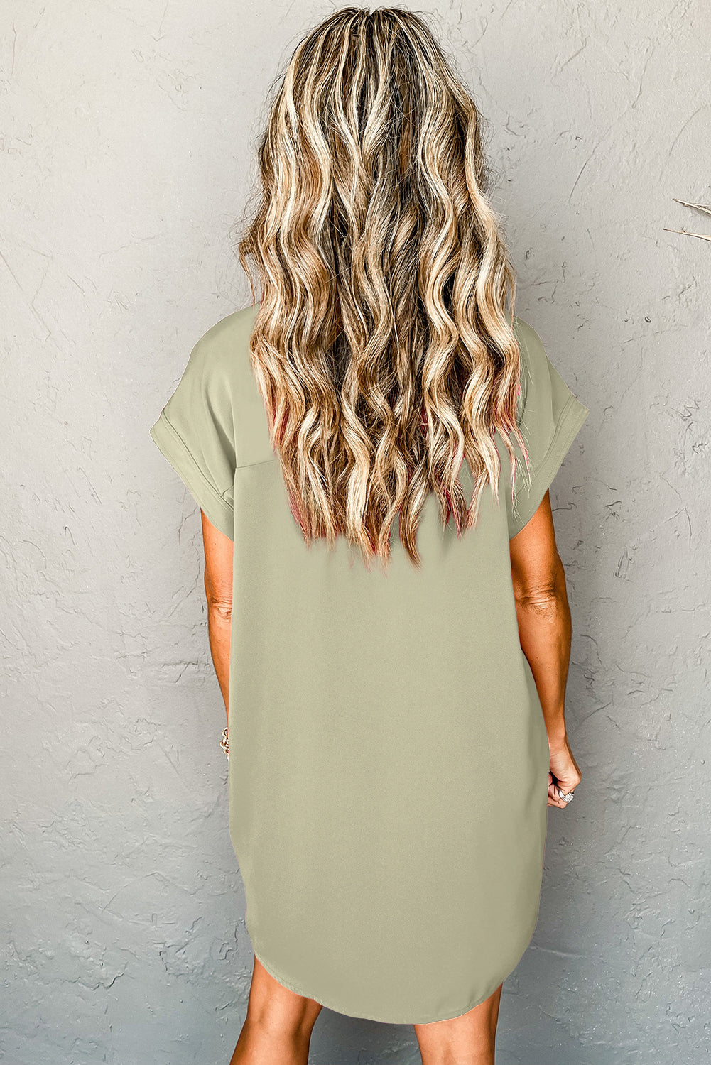 Buttoned Collar Shift T-shirt Mini Dress eAura
