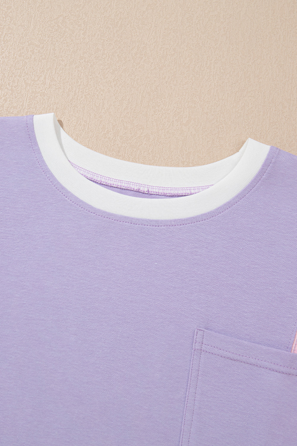 Purple Colour Block Patchwork Half Sleeve Oversized T Shirt eAura