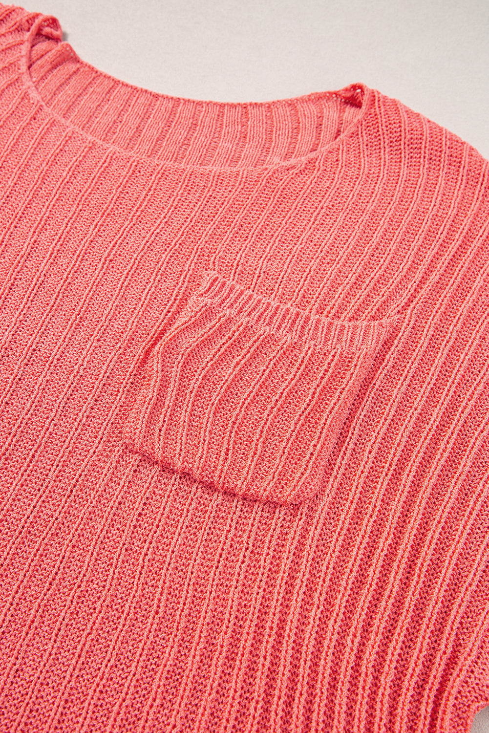 Rolled Cuffs Loose Knit Tee with Slits eAura
