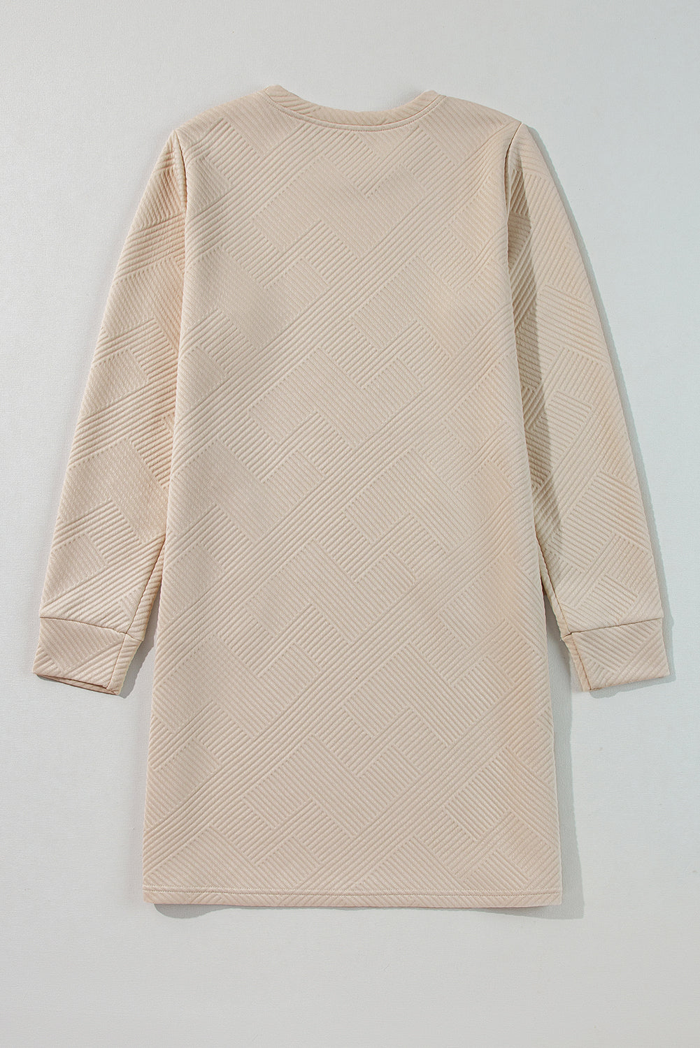Textured Long Sleeve Shift Dress - Dresses/Mini Dresses
