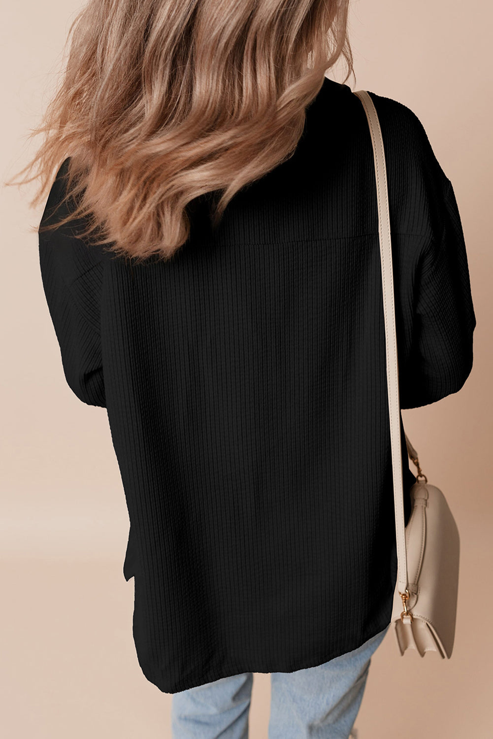 Black Corduroy Flap Pocket Button Up Shacket eAura