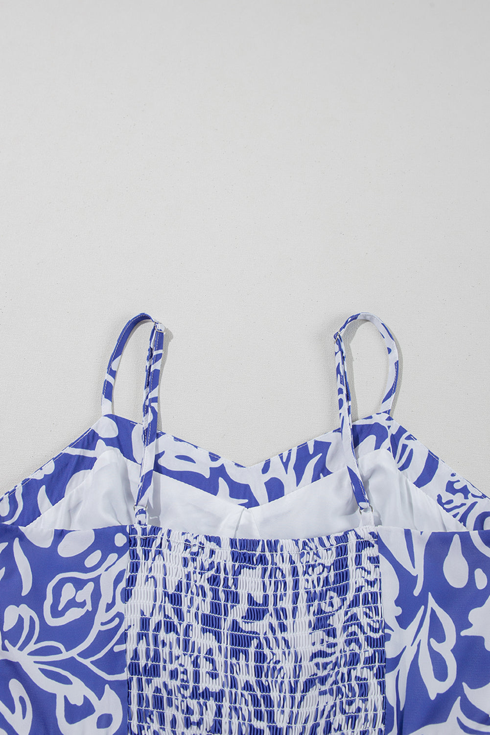 Sky Blue Floral Print Spaghetti Strap High Waist Maxi Dress eAura