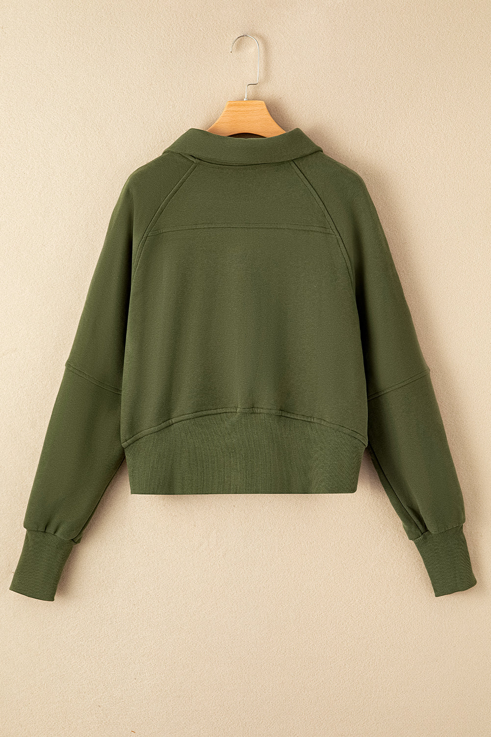 Brown Fleece Lined Zip Up Stand Collar Thumbhole Sleeve Sweatshirt eAura