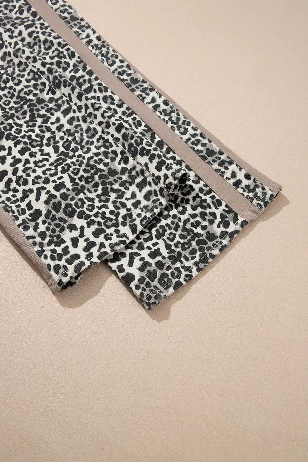 Leopard Print Drawstring Waist Straight Leg Jeans – Khaki