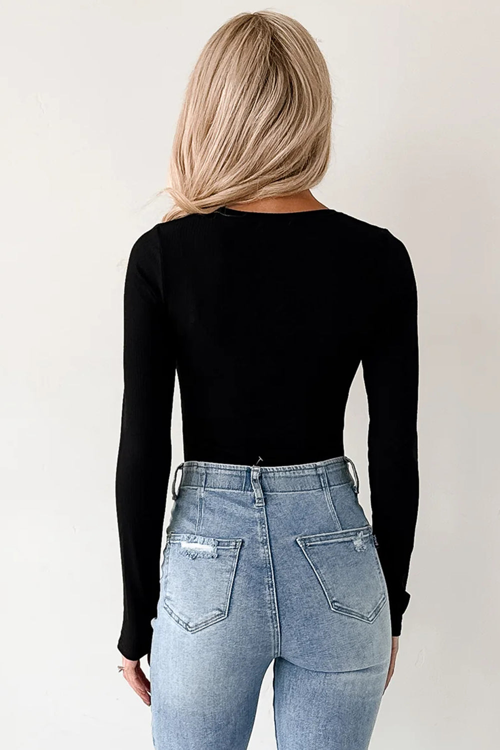 Ribbed Long Sleeve Crew Neck Bodysuit eAura