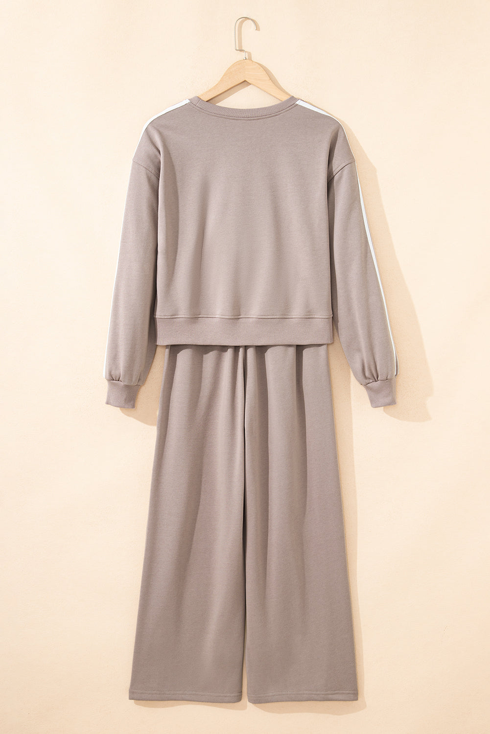 Varsity Striped Detail Crewneck Pullover Elastic Sweatpants 2pcs Co-ord - eAura