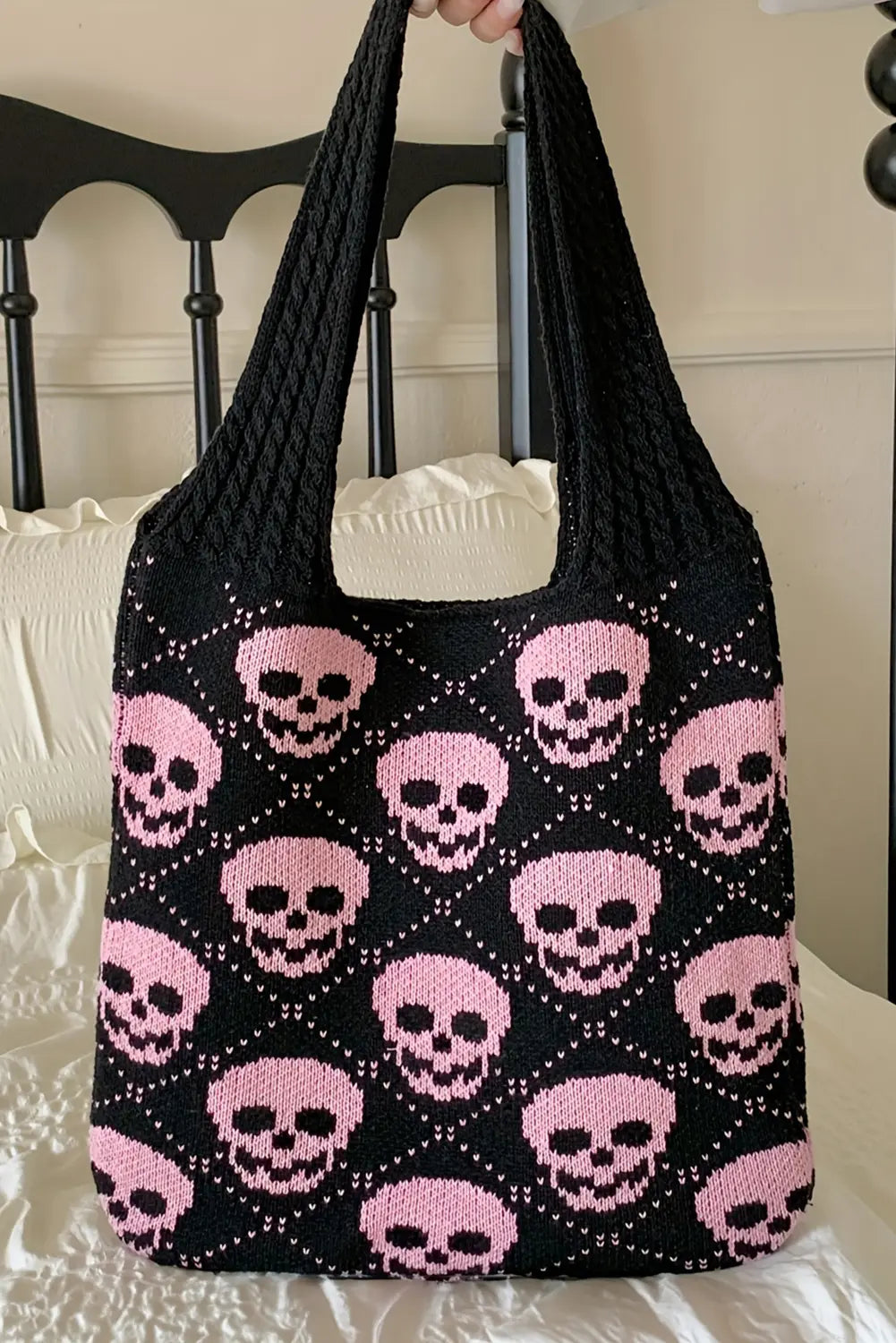 Halloween Skull Knitted Shoulder Bag