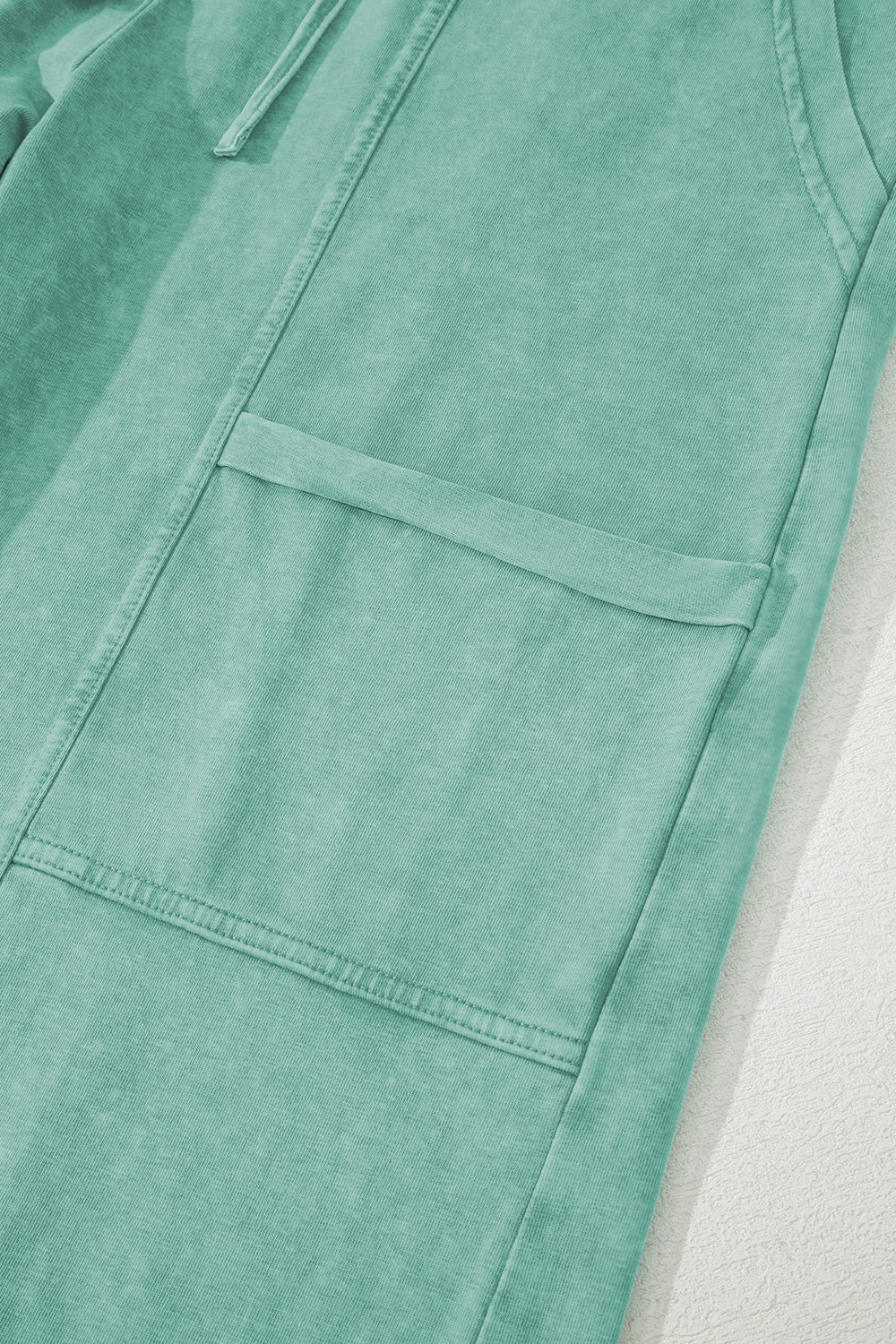 Mineral Wash Exposed Seam Drawstring High Waist Wide Leg Cargo Trousers eAura