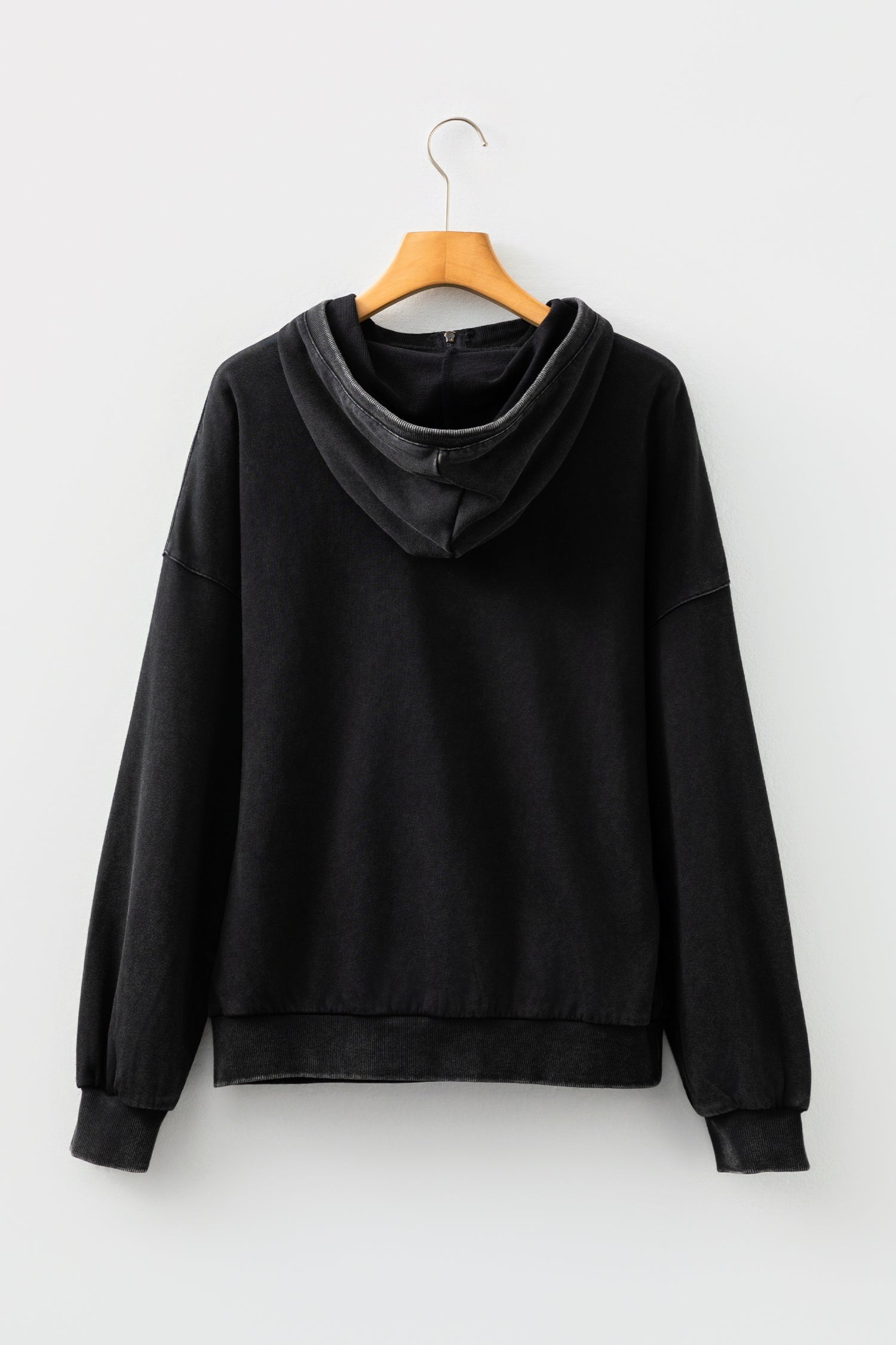 Half Zip Kangaroo Pocket Mineral Wash Baggy Hoodie - Tops/Sweatshirts & Hoodies