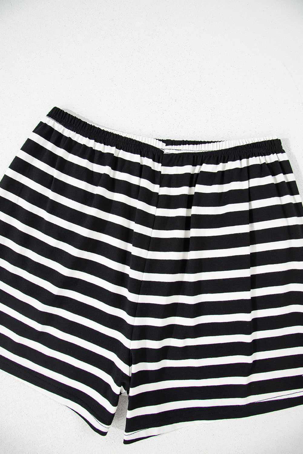 Black White Striped Short Sleeve Top and Shorts Set eAura