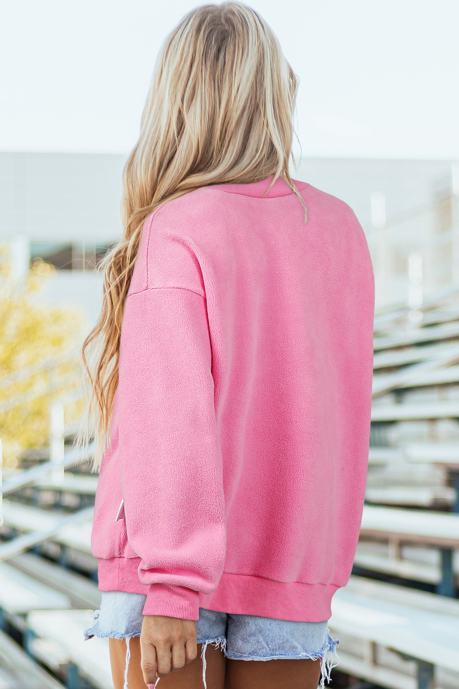 Carrot Oversize Drop Shoulder Reversible Mock Neck Sweatshirt – Orange