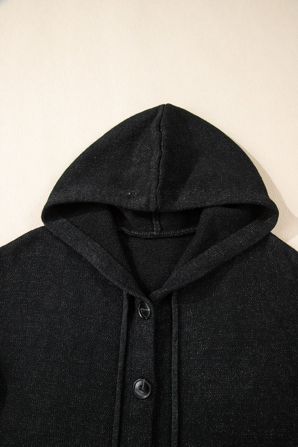 Medium Grey Drawstring Hooded Button Up Drop Shoulder Sweater Cardigan eAura