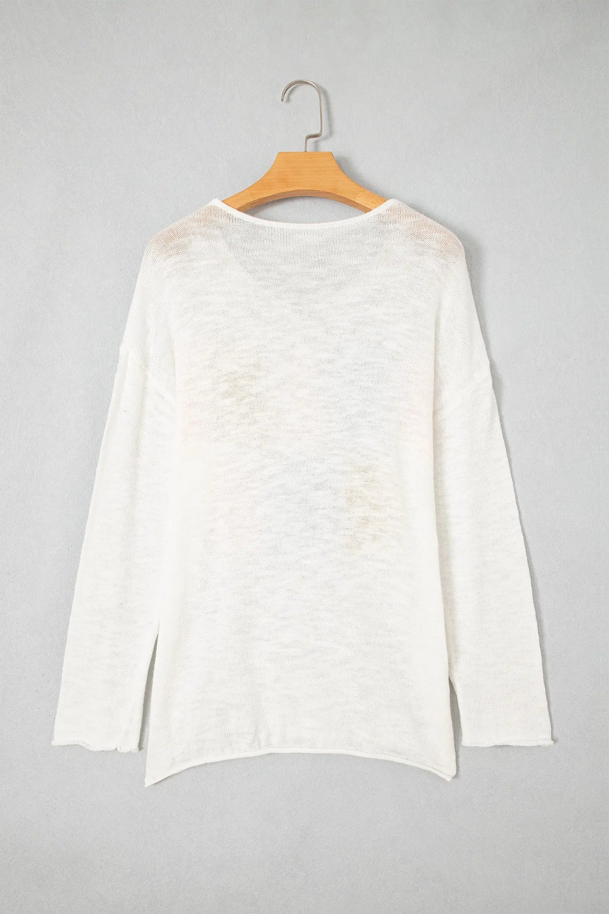 V Neck Lightweight Knit BEACH SIDE Shift Tunic Sweater – White